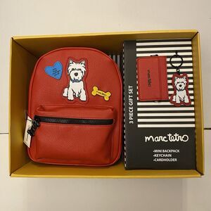 Marc Tetro Mini Backpack-Keychain-Card holder-Red Westie  Gift Set with Box NEW